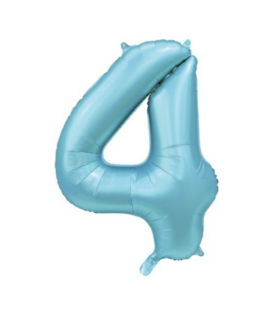 Cijferballon XXL | 4 satijn lichtblauw