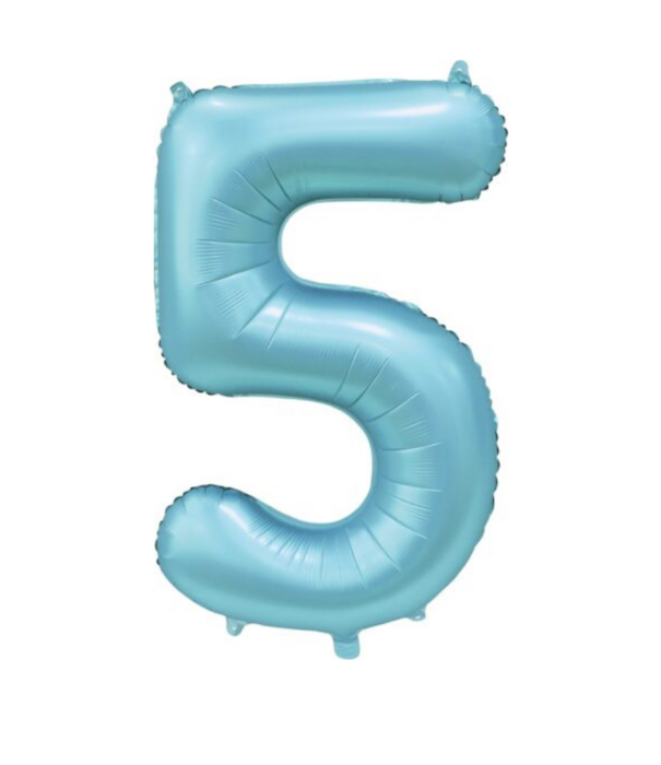 Cijferballon XXL | 5 satijn lichtblauw