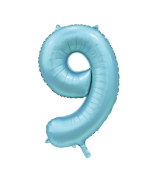 Cijferballon XXL | 9 satijn lichtblauw