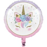Folieballon Unicorn rond 45cm