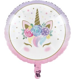 Folieballon Unicorn rond 45cm