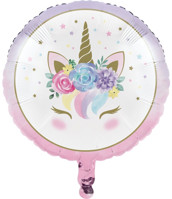 Folieballon Unicorn rond 45cm