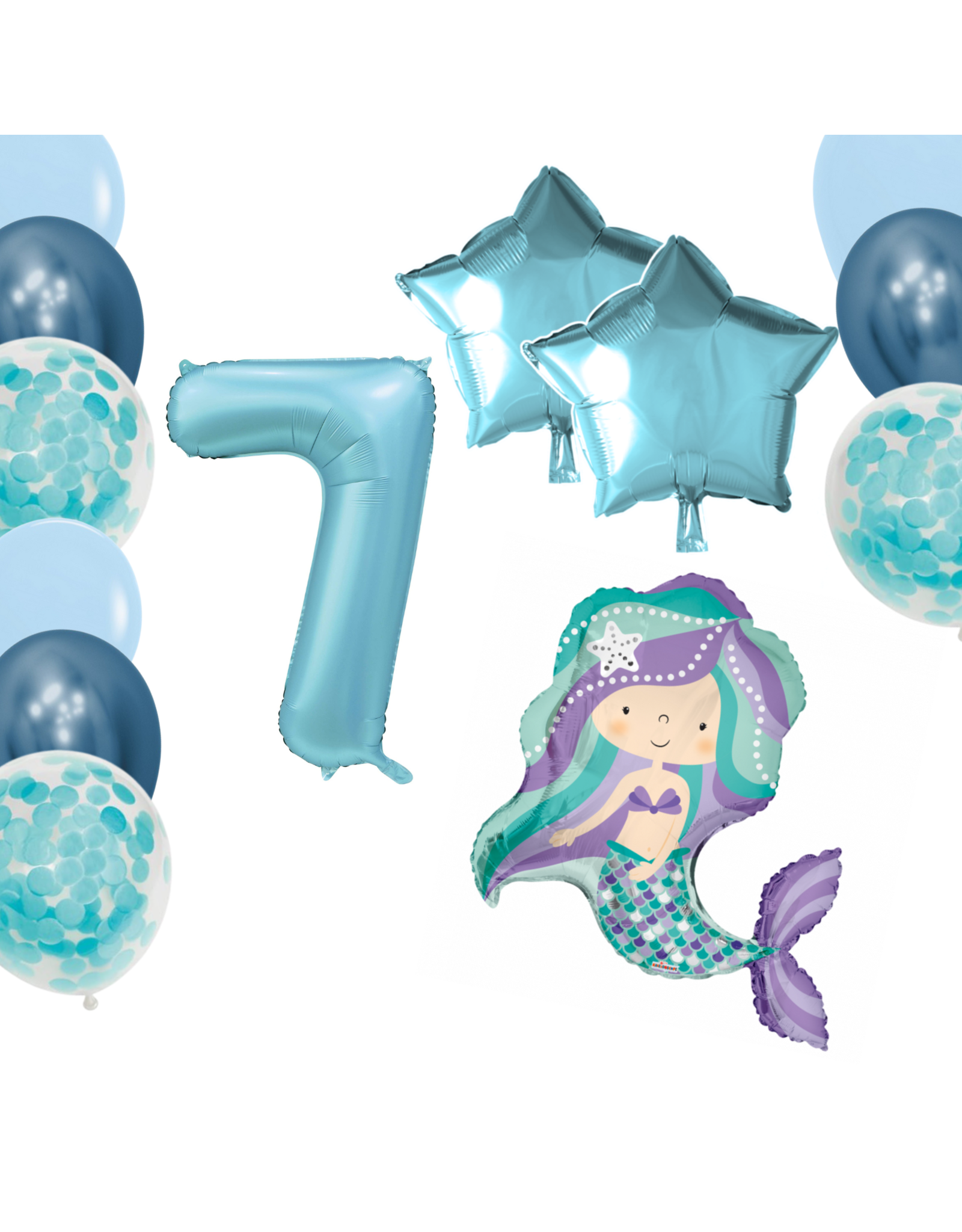 Ballonnenpakket zeemeermin met XXL cijferballon
