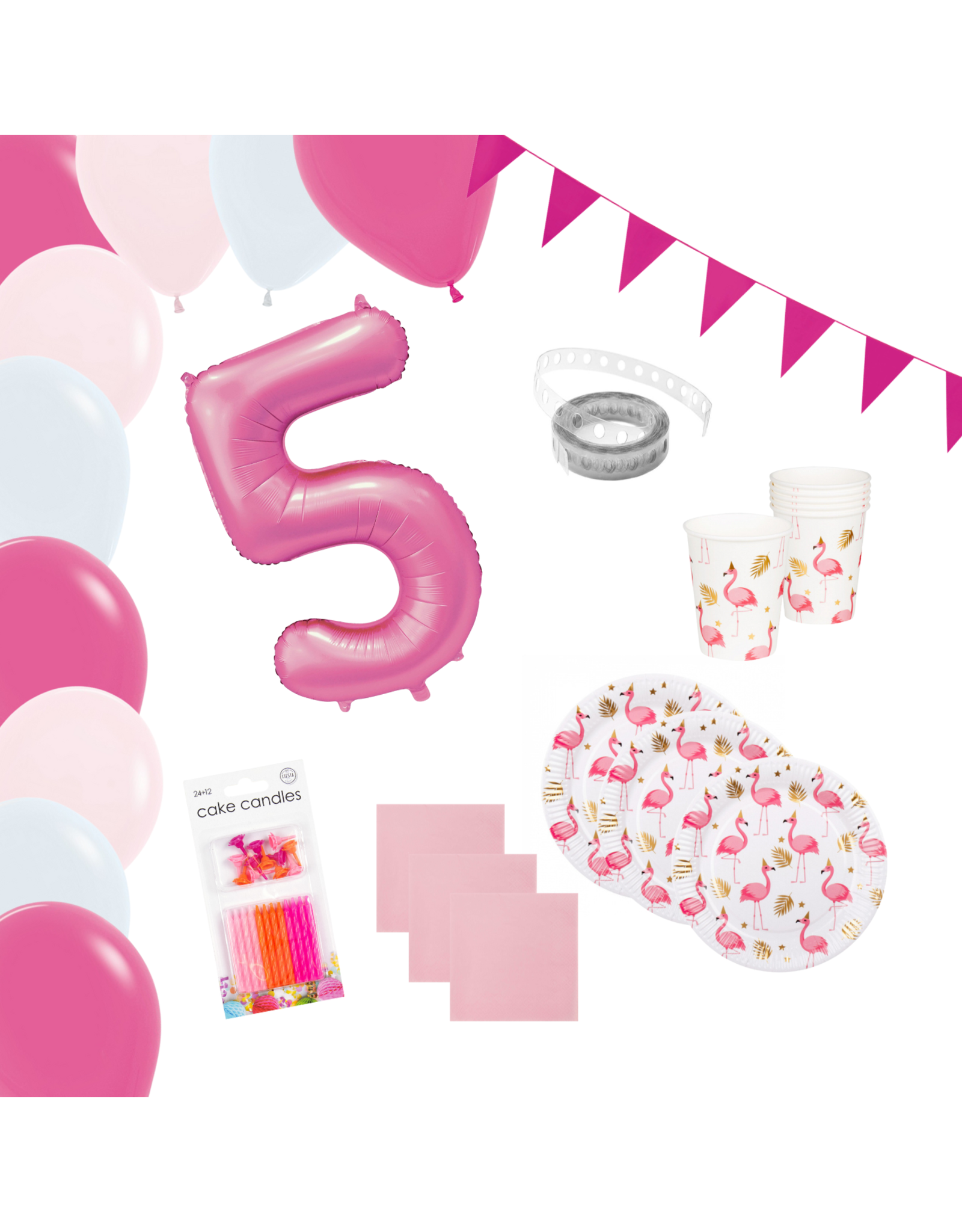 WOW partypakket | flamingo met  XXL cijferballon