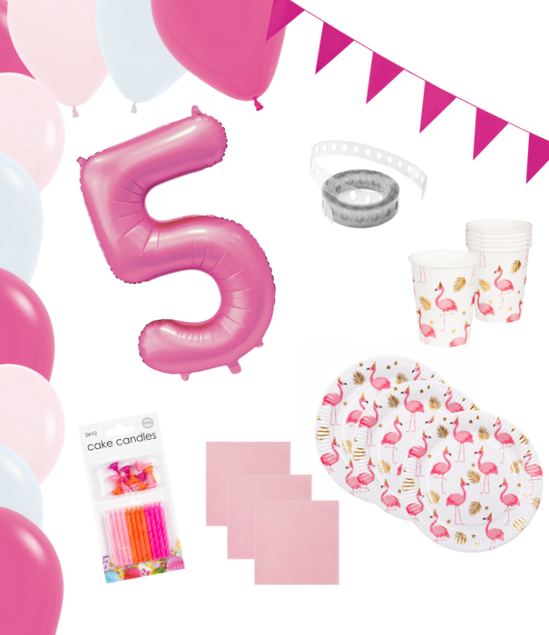 WOW partypakket | flamingo met  XXL cijferballon