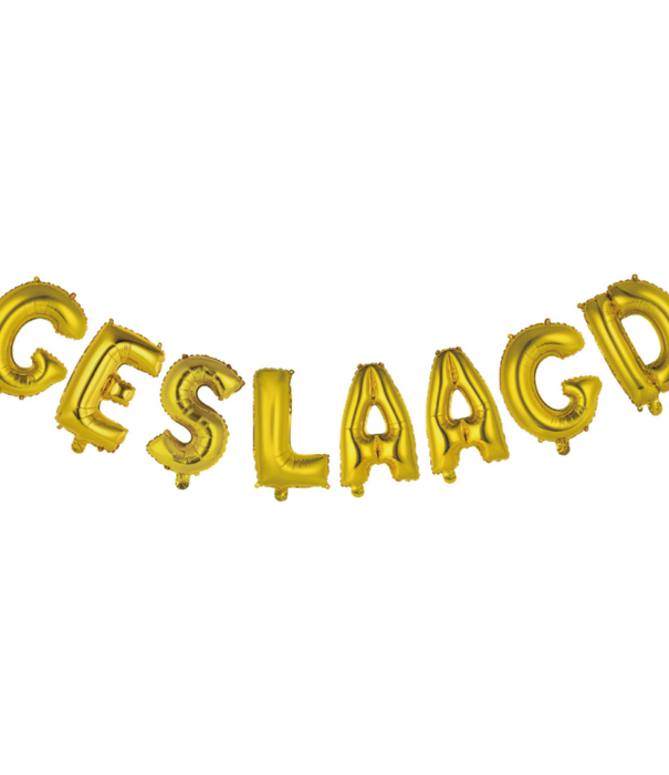 Feestslinger folieballon geslaagd / goud