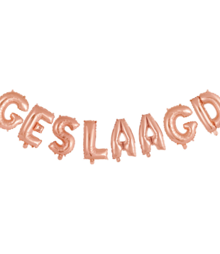 Feestslinger folieballon geslaagd / rosé