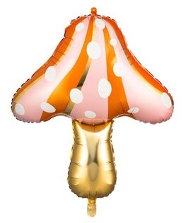 Folieballon paddenstoel oranje goud