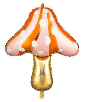 Folieballon paddenstoel oranje goud