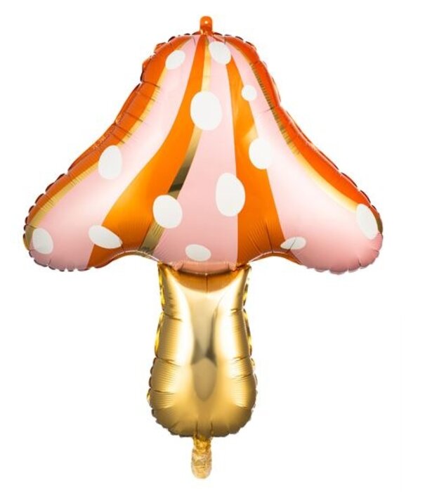 Folieballon paddenstoel oranje goud