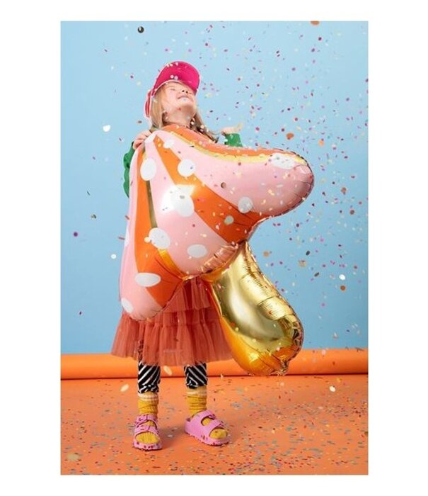 Folieballon paddenstoel oranje goud