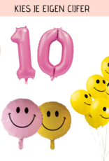 Ballonnenpakket Smiley roze - geel