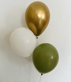 Ballonnentros gevuld met helium: Olijfgroen, goud, wit