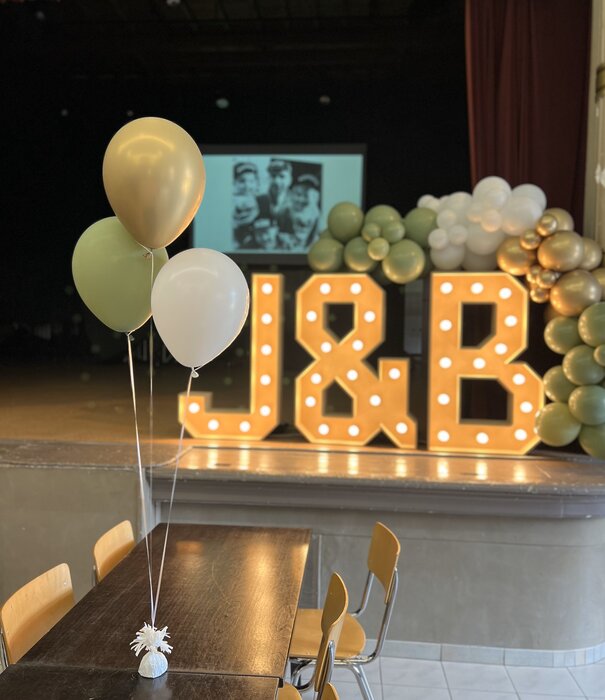 Ballonnentros gevuld met helium: Olijfgroen, goud, wit