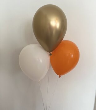 Ballonnentros gevuld met helium: Oranje, goud, wit