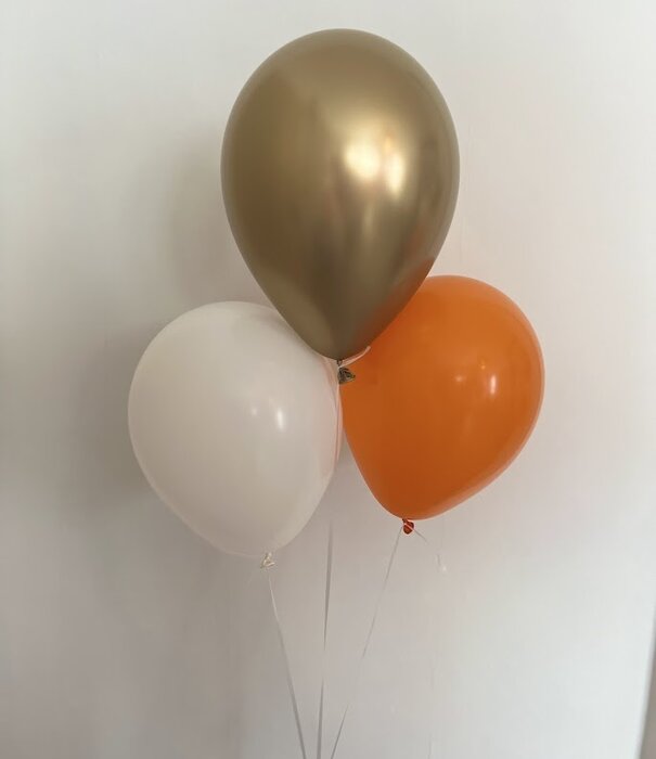 Ballonnentros gevuld met helium: Oranje, goud, wit