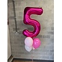 Cijferballon Fucshia gevuld met helium