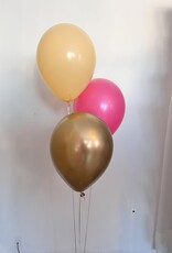 Ballonnnentros gevuld met helium: Peach - Fuchsia - goud