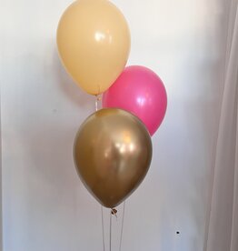 Ballonnnentros gevuld met helium: Peach - Fuchsia - goud
