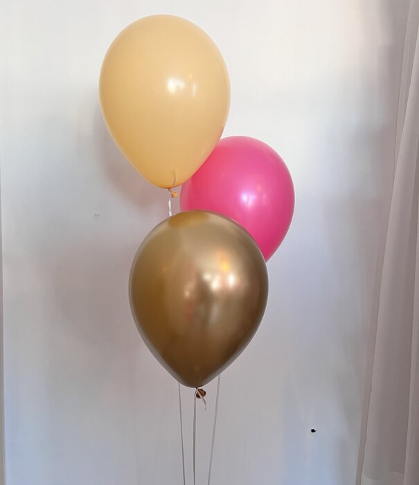 Ballonnnentros gevuld met helium: Peach - Fuchsia - goud