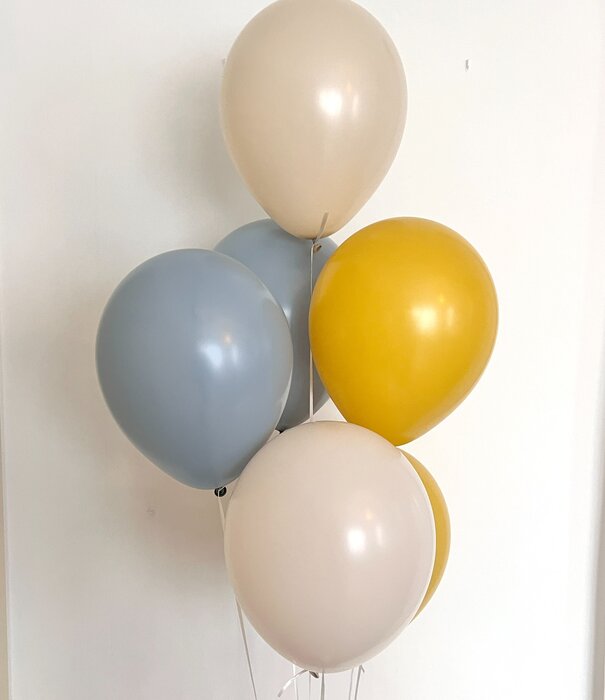 Ballonnentros gevuld met helium: Oker - Dusk blauw - Beige