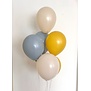Ballonnentros gevuld met helium: Oker - Dusk blauw - Beige