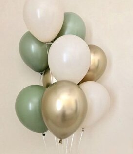 Ballonnentros gevuld met helium: Beige - Goud - Olijfgroen