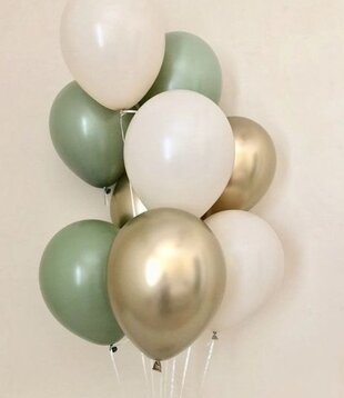 Ballonnentros gevuld met helium: Beige - Goud - Olijfgroen