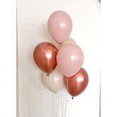 Ballonnnentros gevuld met helium: Dusk roze - rosé goud - Beige