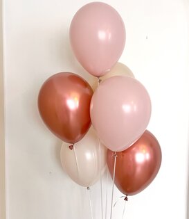 Ballonnnentros gevuld met helium: Dusk roze - rosé goud - Beige