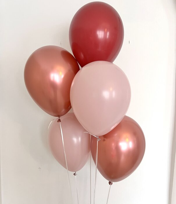 Ballonnentros gevuld met helium: Dusk roze - Beige - Merlot