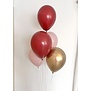 Ballonnentros gevuld met helium: Merlot - Goud - Dusk roze