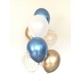 Ballonnentros gevuld met helium: Reflex blauw- confetti - wit