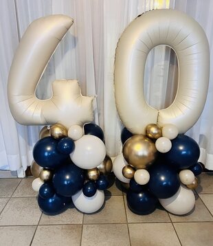 Cijfertoren Blauw - goud - Beige