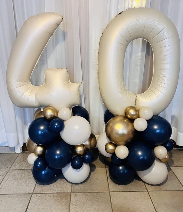Cijfertoren Blauw - goud - Beige