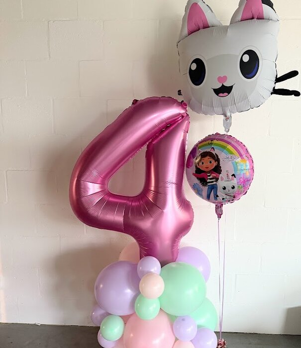 Ballonnentoren pastel | Cijfer roze