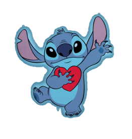 stitch folieballon met hartje / 80 cm