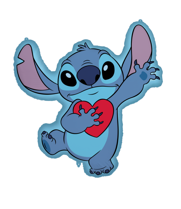 stitch folieballon met hartje / 80 cm