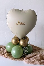 wowparty Cadeauballon met naam | Beige - olijfgroen