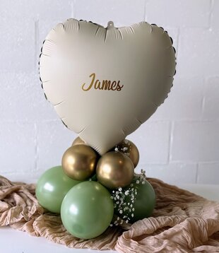 Cadeauballon met naam | Beige - olijfgroen