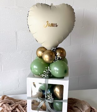 Ballonnenbox met geld & naam