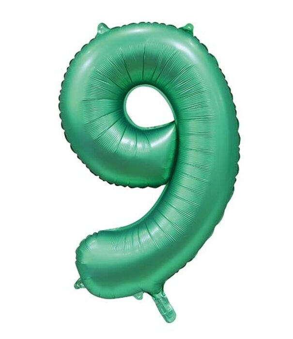 Cijferballon XXL | 9 satijn groen