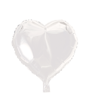Folieballon wit hart 45 cm
