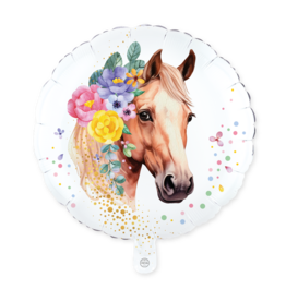 Folieballon bloemen paard | 45 cm