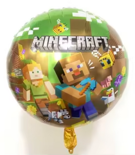 Folieballon minecraft rond | 45 cm
