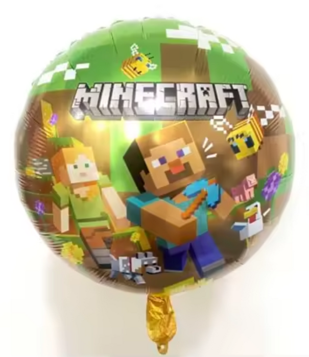 Folieballon minecraft rond | 45 cm