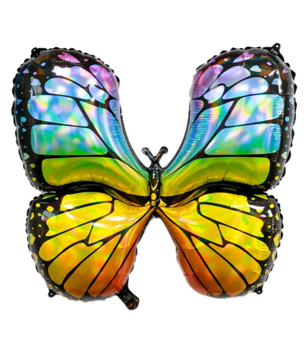 Vlinder ballon oranje blauw | 80 cm