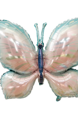 Vlinder ballon XXL roze - blauw
