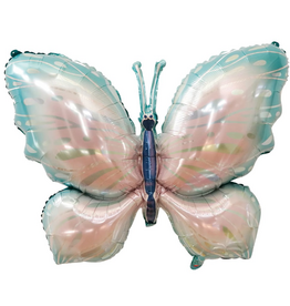 Vlinder ballon XXL roze - blauw