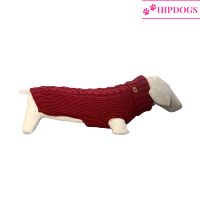 tQel – Mode & Accessoires voor Teckels tQel Teckeltrui James Burgundy - bordeauxrood